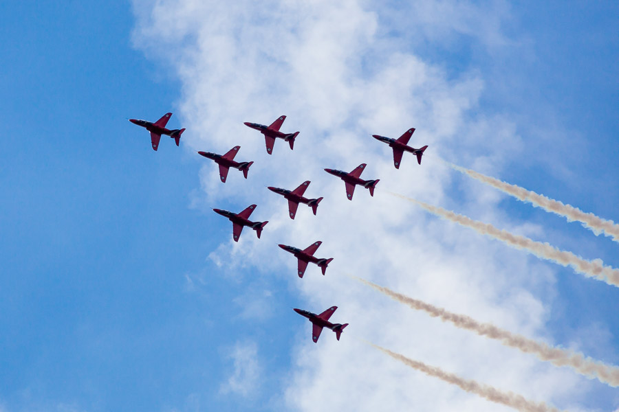 The Red Arrows - Flying overhead